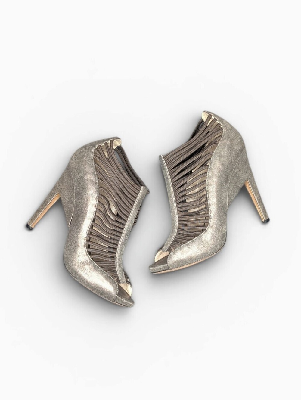 Nicholas Kirkwood Peep Toe Cage Pumps Bronze Women's 7.5